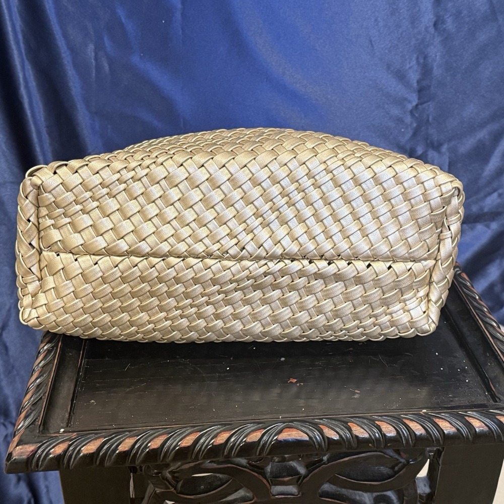 Large Woven Tote Bag Metallic Gold Shoulder Bag Purse-New with Tags & Beautiful! - Picture 4 of 9